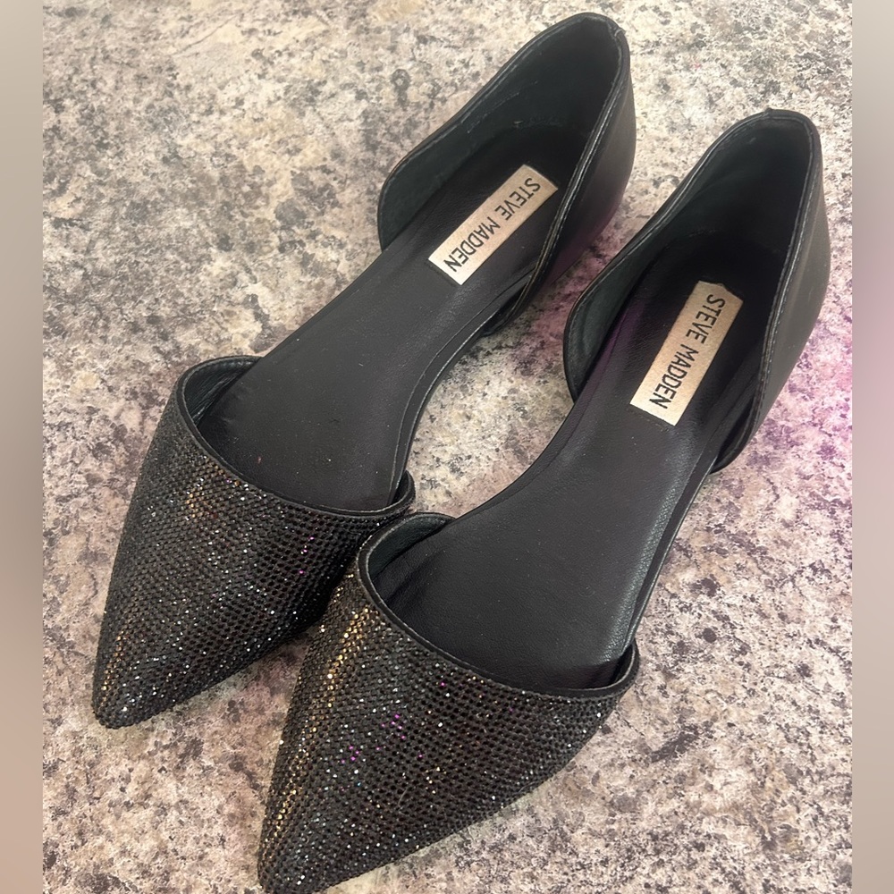 Steve Madden Black Rhinestone Flats